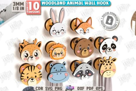 Ganchos de pared Woodland para corte láser y CNC