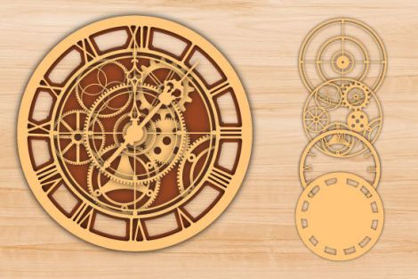 Reloj Multicapa 3D Personalizado para Corte Láser - Diseño Único y Moderno