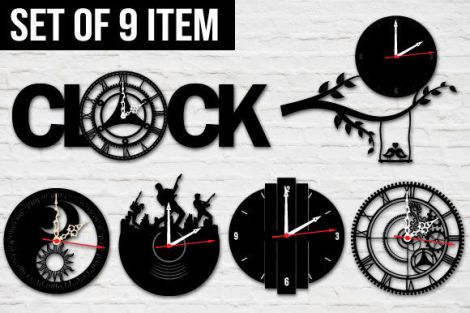 Paquete de Siluetas de Relojes para Corte Láser - Archivos DIY y Personalizables