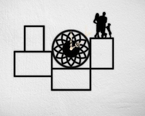 Reloj moderno para corte láser con diseño de cuadros para decoración de pared
