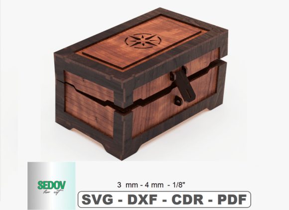 Cofre del tesoro estilo pirata para corte láser y CNC, archivo SVG y DXF incluido