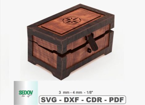 Cofre del tesoro estilo pirata para corte láser y CNC, archivo SVG y DXF incluido