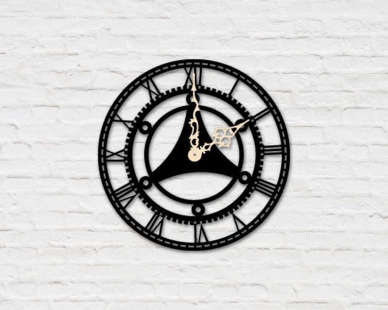 Plantilla de silueta de reloj elegante para corte láser DIY en madera y acrílico