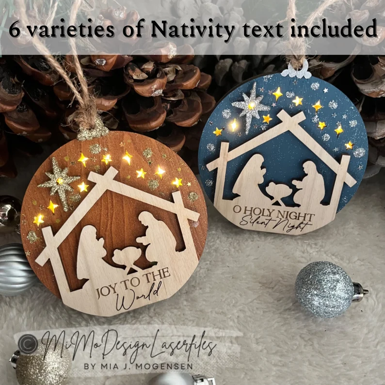 Adorno de Navidad Escena de Natividad para corte láser CNC