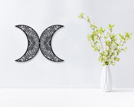 Archivo de corte láser de Mandala Luna doble para decoración y manualidades creativas