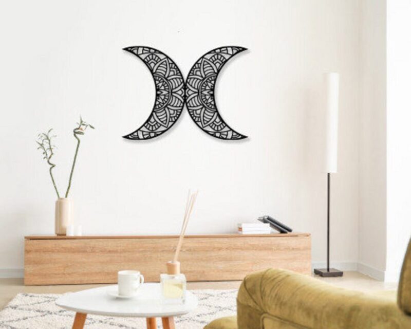 Archivo de corte láser de Mandala Luna doble para decoración y manualidades creativas