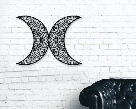 Archivo de corte láser de Mandala Luna doble para decoración y manualidades creativas
