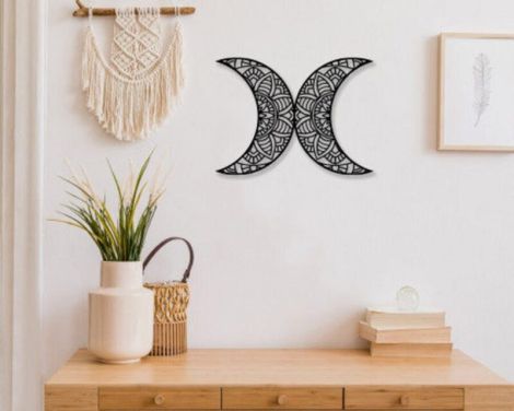 Archivo de corte láser de Mandala Luna doble para decoración y manualidades creativas