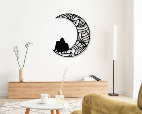 Archivo de corte láser de figuras de personas sentadas en media luna para decoración artes