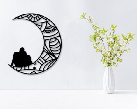 Archivo de corte láser de figuras de personas sentadas en media luna para decoración artes