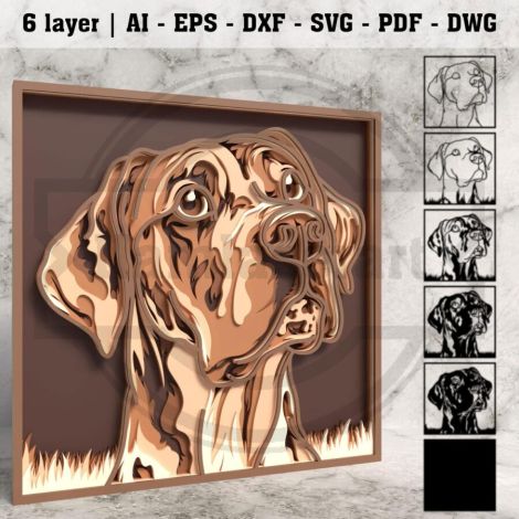 Arte mural de perros en capas para corte láser y CNC