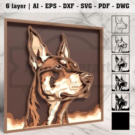 Arte mural de perros en capas para corte láser y CNC