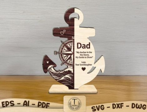 Letrero personalizado para Día del Padre con diseño para corte láser