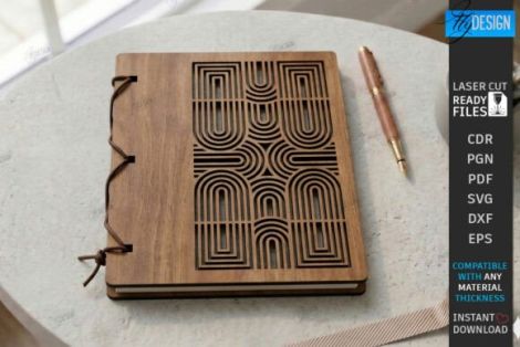 Funda para cuaderno MDF 30xA3 para corte láser y CNC, decoración de oficina
