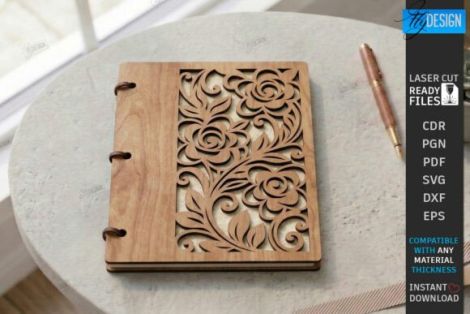 Funda para cuaderno MDF 30xA3 para corte láser y CNC, decoración de oficina