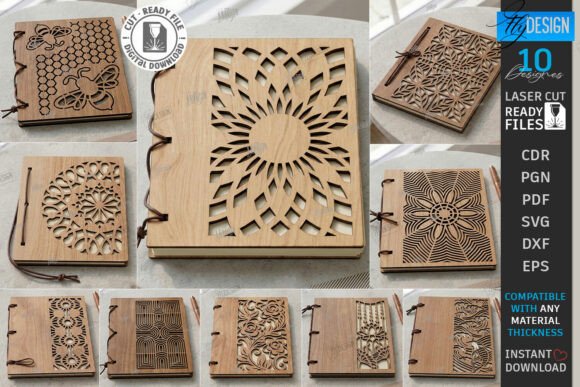 Funda para cuaderno MDF 30xA3 para corte láser y CNC, decoración de oficina