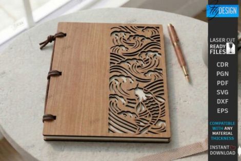 Funda para cuaderno MDF 30xA3 para corte láser y CNC, decoración de oficina