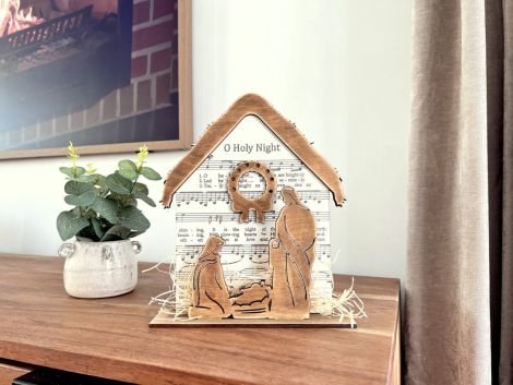 Estantería de Belén SVG - Archivo de Corte Láser para Decoración Navideña con Glowforge