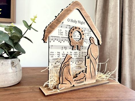 Estantería de Belén SVG - Archivo de Corte Láser para Decoración Navideña con Glowforge