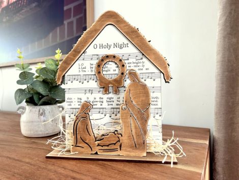Estantería de Belén SVG - Archivo de Corte Láser para Decoración Navideña con Glowforge