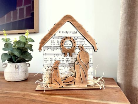 Estantería de Belén SVG - Archivo de Corte Láser para Decoración Navideña con Glowforge
