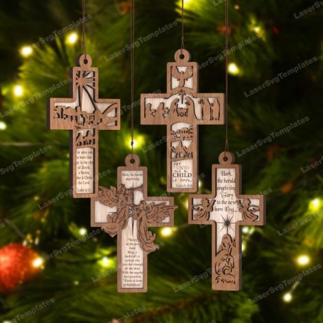Bolas de Navidad SVG para adornos de árbol - Paquete de 16, archivos cortados con láser pa