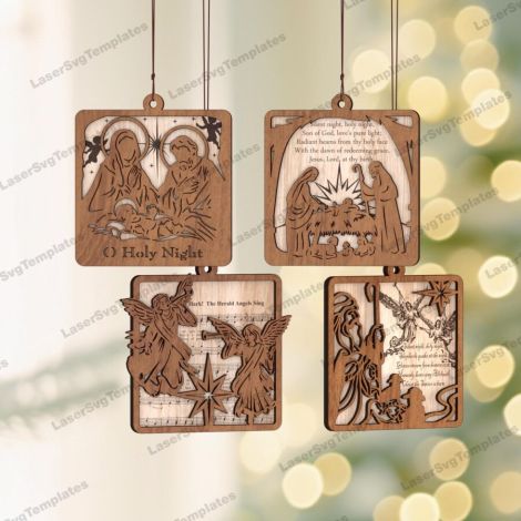 Bolas de Navidad SVG para adornos de árbol - Paquete de 16, archivos cortados con láser pa