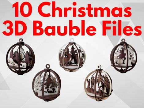 Adornos Navideños 3D para Árboles - Paquete Digital de Corte Láser para Manualidades