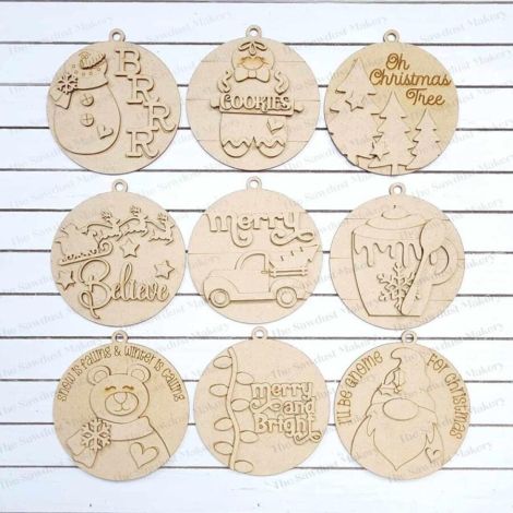 Paquete de Adornos Navideños SVG para Corte Láser - Muñeco de Nieve, Pan de Jengibre y Más