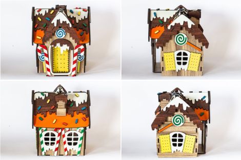 Casa de Jengibre 3D para Cortar a Láser - Archivos SVG y DXF para Proyectos DIY Navideños