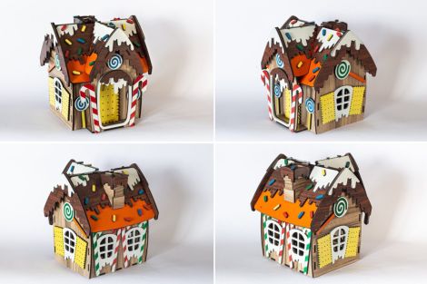 Casa de Jengibre 3D para Cortar a Láser - Archivos SVG y DXF para Proyectos DIY Navideños
