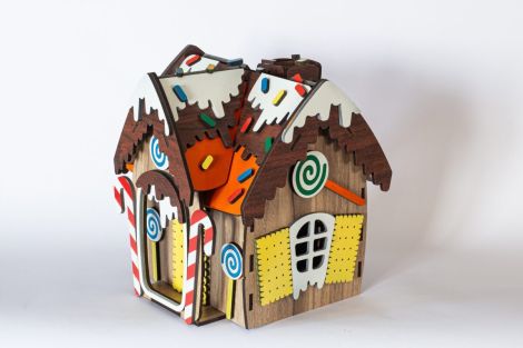Casa de Jengibre 3D para Cortar a Láser - Archivos SVG y DXF para Proyectos DIY Navideños