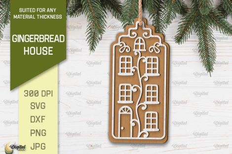Paquete 3D de casas de pan de jengibre y adornos navideños cortados con láser SVG