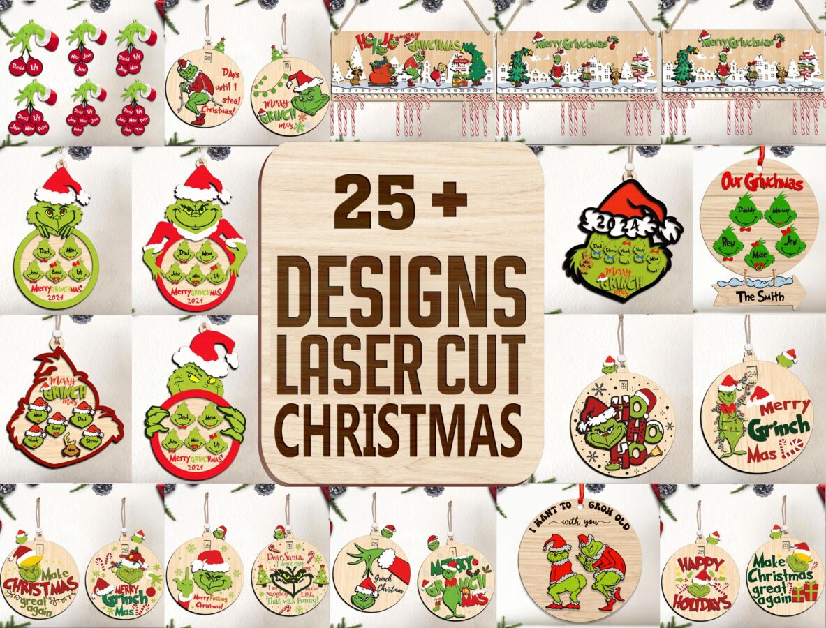 Paquete de Archivos SVG de Cortes Láser: Decoraciones Animadas de Navidad para Glowforge