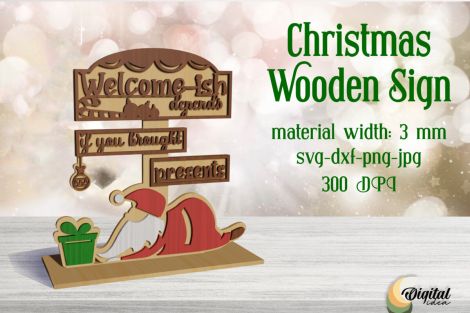 Letreros Navideños 3D de Madera Cortados con Láser - Decoración Festiva y Bienvenida