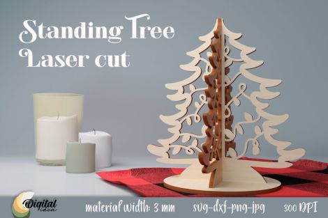 Soportes 3D para árboles de Navidad cortados con láser | Decoración SVG para pinos navideñ