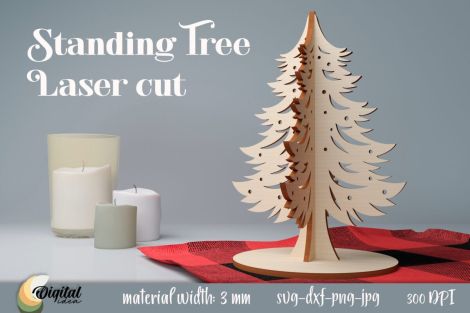 Soportes 3D para árboles de Navidad cortados con láser | Decoración SVG para pinos navideñ