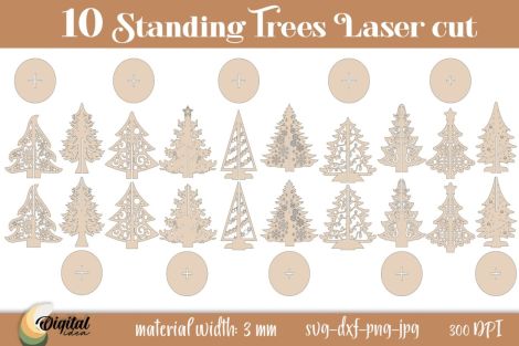 Soportes 3D para árboles de Navidad cortados con láser | Decoración SVG para pinos navideñ