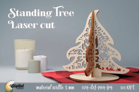 Soportes 3D para árboles de Navidad cortados con láser | Decoración SVG para pinos navideñ