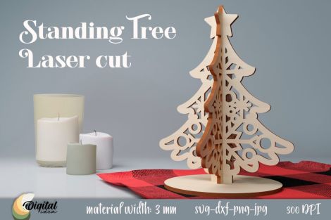Soportes 3D para árboles de Navidad cortados con láser | Decoración SVG para pinos navideñ