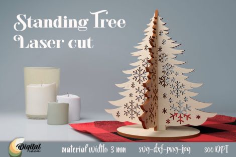 Soportes 3D para árboles de Navidad cortados con láser | Decoración SVG para pinos navideñ