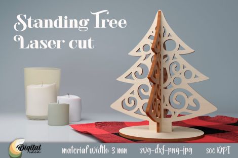 Soportes 3D para árboles de Navidad cortados con láser | Decoración SVG para pinos navideñ