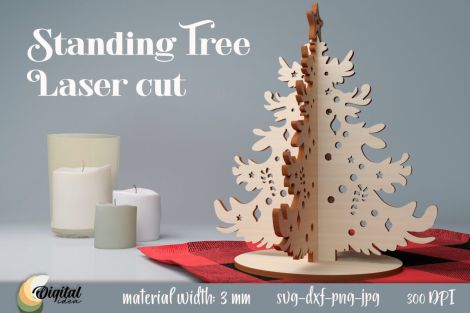 Soportes 3D para árboles de Navidad cortados con láser | Decoración SVG para pinos navideñ