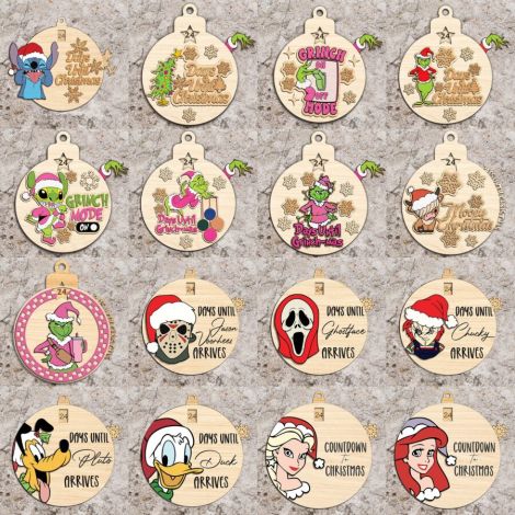 Paquete de más de 50 dibujos animados SVG de Navidad para cuenta regresiva y corte láser