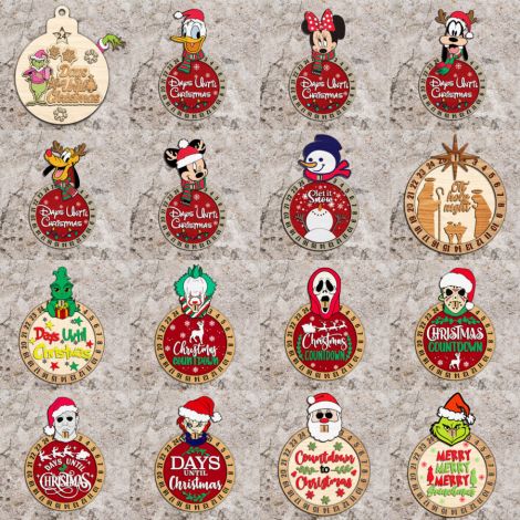 Paquete de más de 50 dibujos animados SVG de Navidad para cuenta regresiva y corte láser