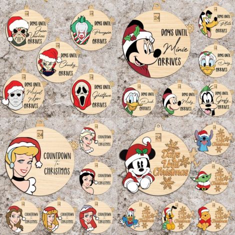 Paquete de más de 50 dibujos animados SVG de Navidad para cuenta regresiva y corte láser