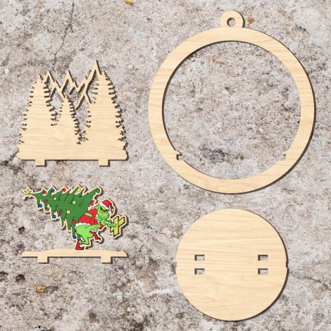 Adorno navideño Grinch cortado con láser - Archivo SVG para Glowforge y decoración festiva