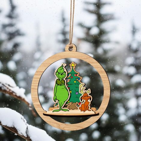 Adorno navideño Grinch cortado con láser - Archivo SVG para Glowforge y decoración festiva