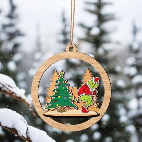 Adorno navideño Grinch cortado con láser - Archivo SVG para Glowforge y decoración festiva