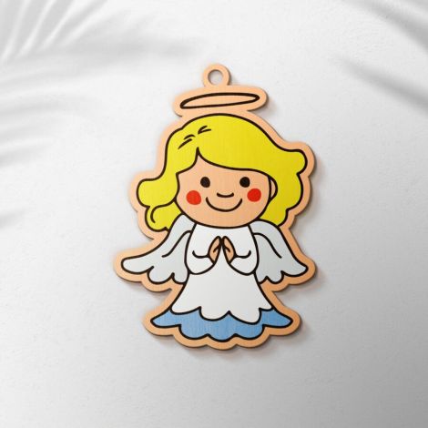 Adornos navideños infantiles SVG para corte láser - Decoraciones coloridas y creativas par